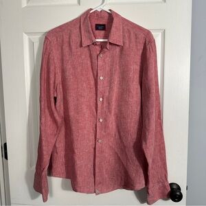 UNTUCKit size medium 100% linen button up shirt, pale red, fall, breathable